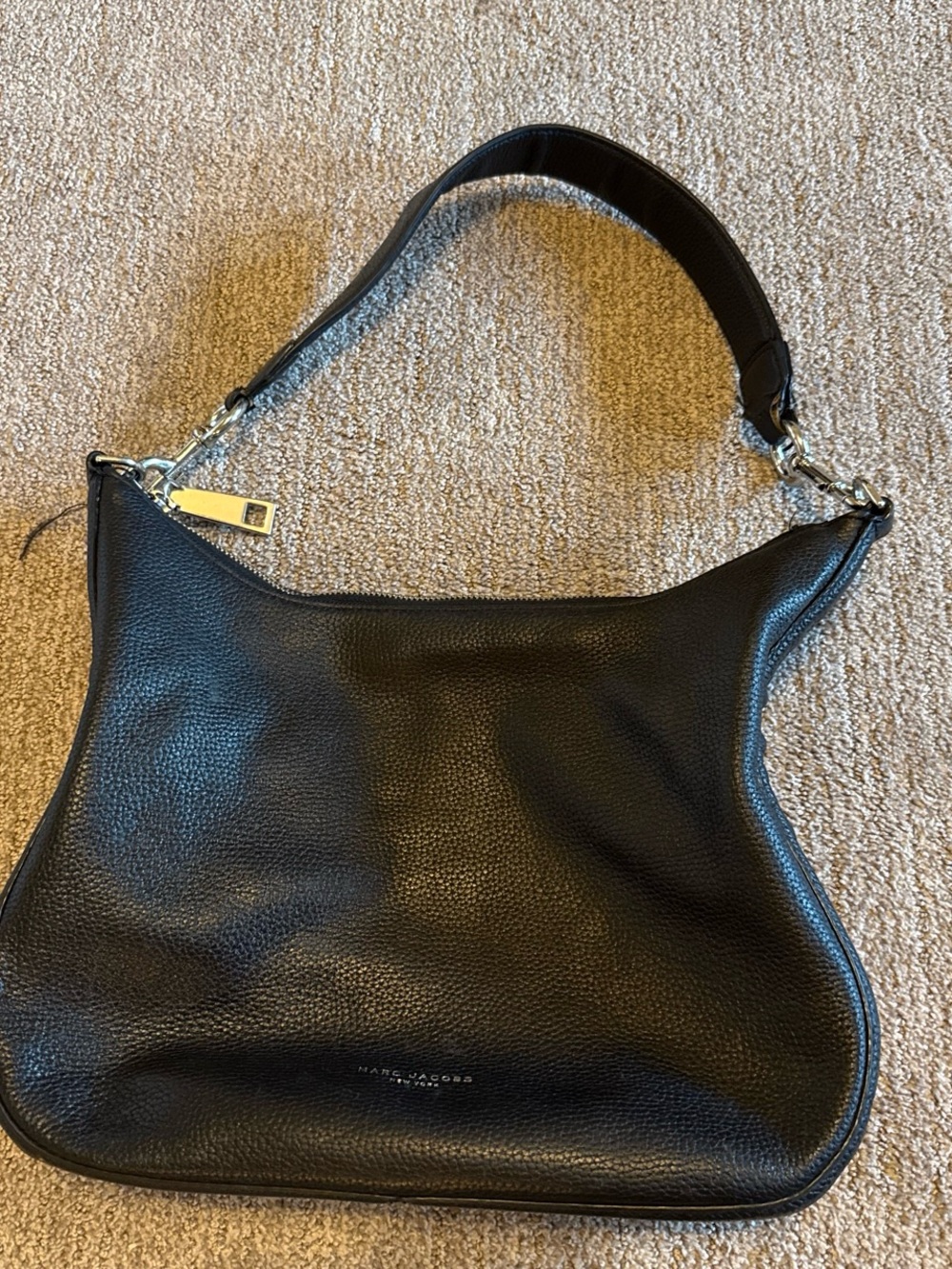 Marc Jacobs Black Pebbled Leather Hobo with Silver Hardware